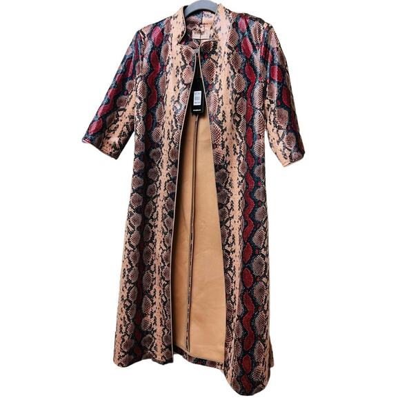 New Jayley Red Snake Print Faux Suede Jacket Size Fit Medium Water Resistant